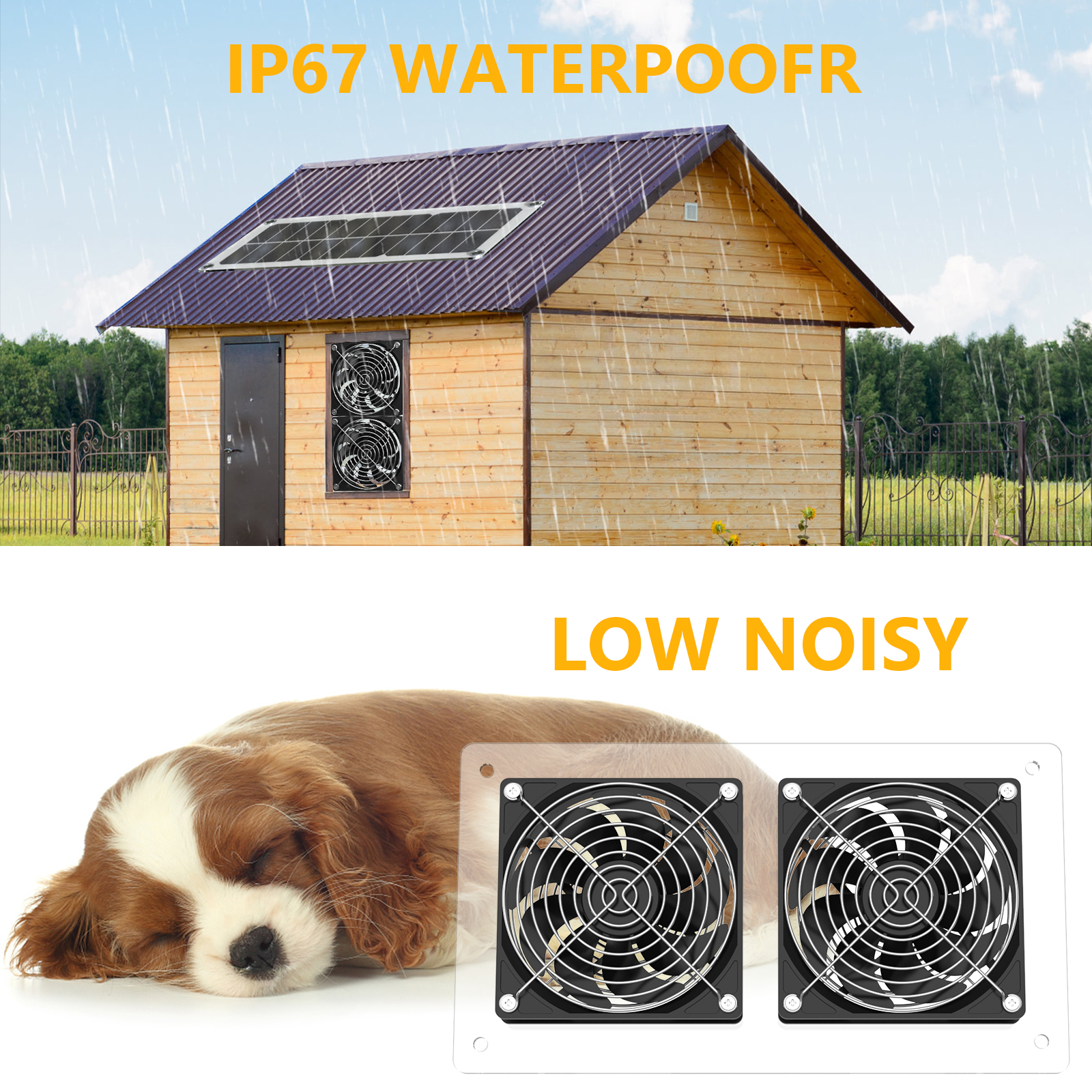 NewKoor Solar Powered Fans for Greenhouse, Chicken Coop, Shed, Pet Houses - Image 2