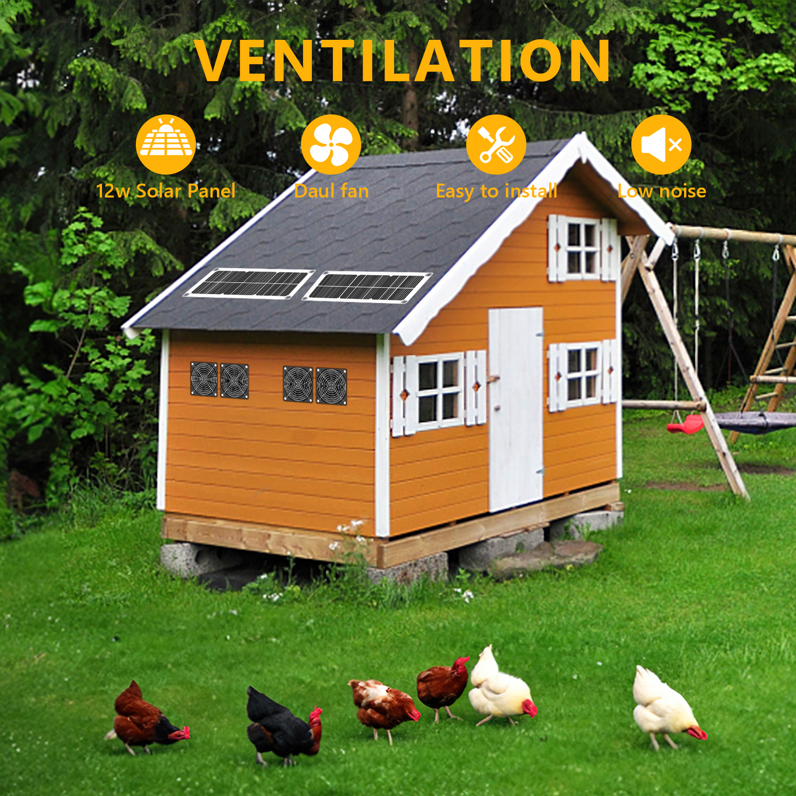 NewKoor Solar Powered Fans for Greenhouse, Chicken Coop, Shed, Pet Houses - Image 3