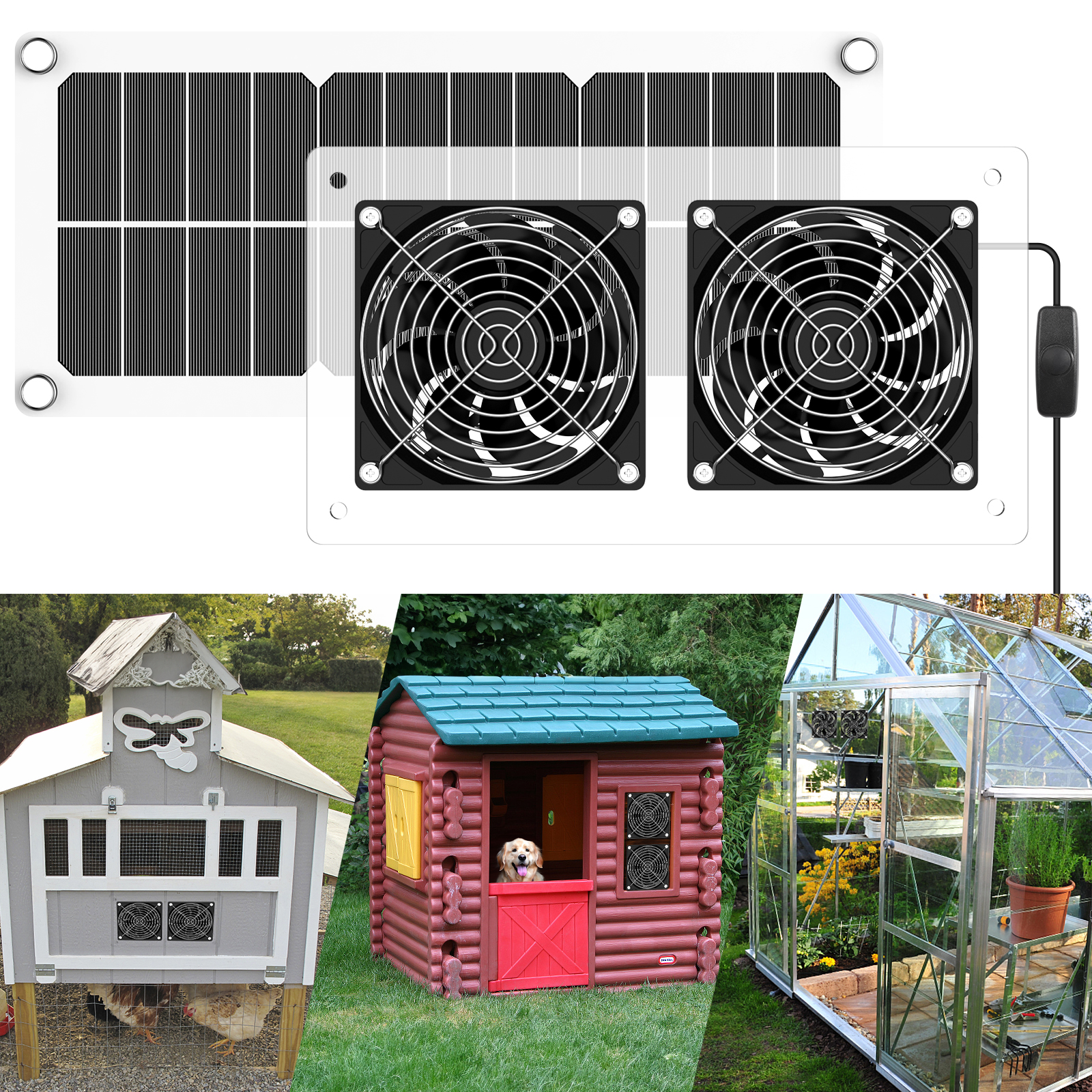 NewKoor Solar Powered Fans for Greenhouse, Chicken Coop, Shed, Pet Houses - Image 6