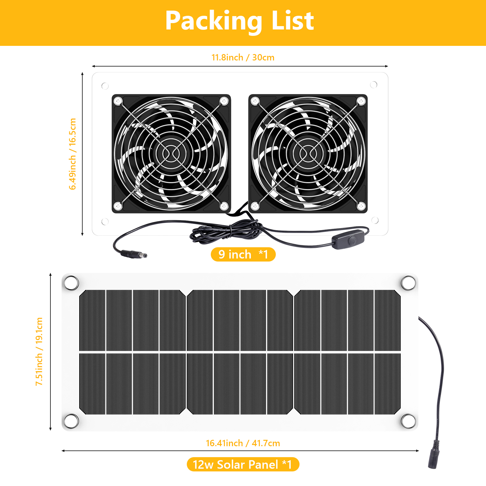 NewKoor Solar Powered Fans for Greenhouse, Chicken Coop, Shed, Pet Houses