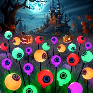 NewKoor Solar Eyeball Lights for Halloween Decorations-Green/Purple/Red/Orange