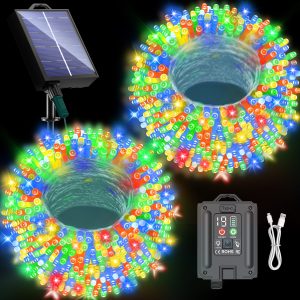 Solar Fairy String Lights 19 Mode USB Rechargeable for Yard Garden Christmas Decorations